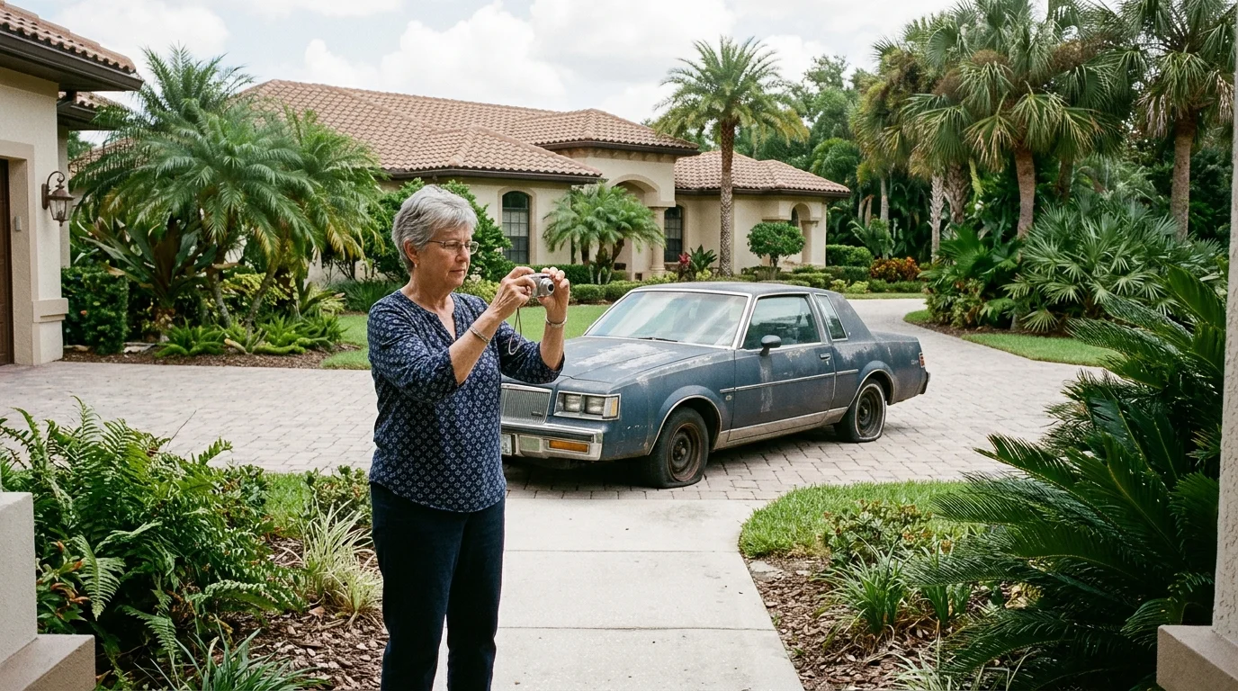 Older non-running sedan parked in a Bay Hill driveway